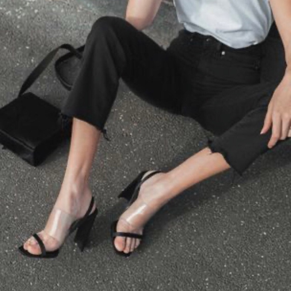 Tony Bianco Shaq clear black slingback heels